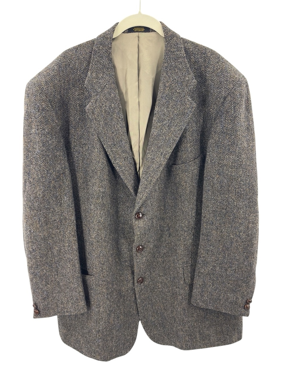 Hardwick Harris Tweed Blazer Mens 48L Scottish Wool Sport Coat Office Career